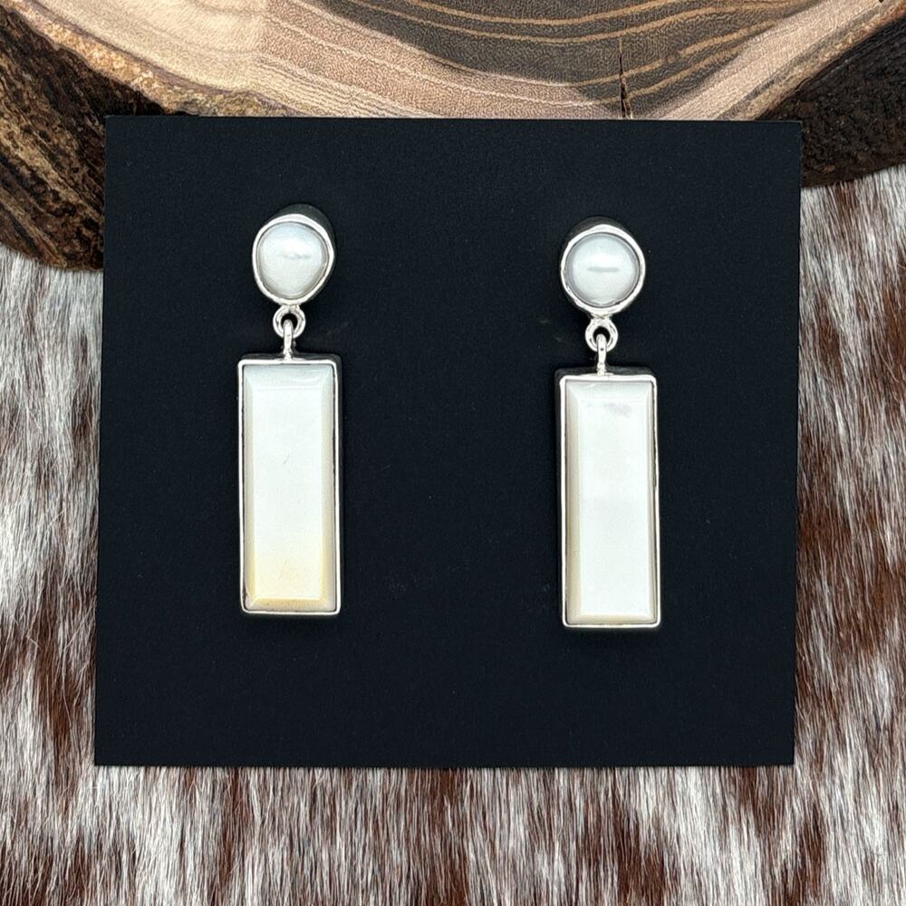 FEDERICO JIMENEZ Sterling Silver Freshwater Mother Of Pearl Post Dangle Earrings